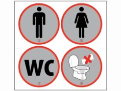 ΣΗΜΑ ΑΥΤΟΚΟΛΛΗΤΟ TOILETS Φ8cm 4τεμ