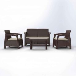 ΚΑΘΙΣΤΙΚΟ ΣΕΤ RATTAN 4ΘΕΣ.+ΤΡΑΠΕΖΙ DUPLEX+ΔΙΠΛΑ ΜΑΞΙΛΑΡΙΑ